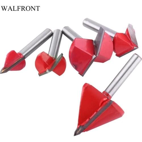 WALFRONT V Groove Router Bits CNC Engraving Milling Cutter 60-120 Degree Woodworking Carving Knife Tungsten Carbide Cutting Tool