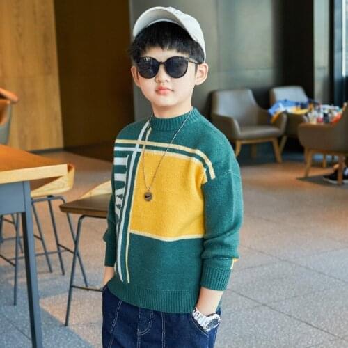Boys Sweater Kids Outwear Tops Jackets 2021 Green Blue Fleece Thicken Warm Winter Autumn Costume Teenage Children Clothing
