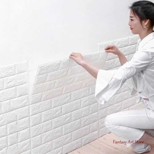 10pcs 70*77cm Tile Self-adhesive Wallpaper Peeling and Stick Backsplash Brick Wall Sticker Bathroom Kitchen Home Decoration
