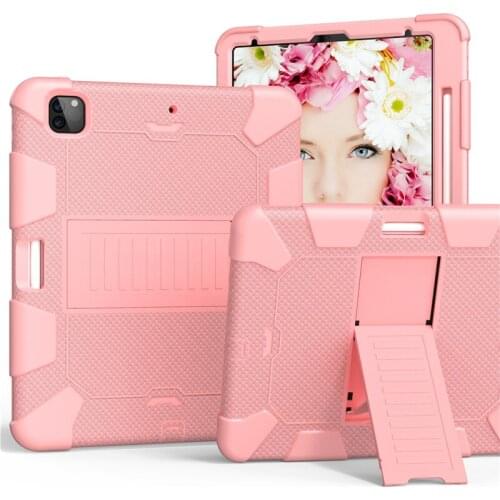 12.9 inch Heavy Armour Shochproof Stand Case for iPad Pro 12.9 2020 Silicone Skin Back Cover with Pencil Holder for Apple Tablet