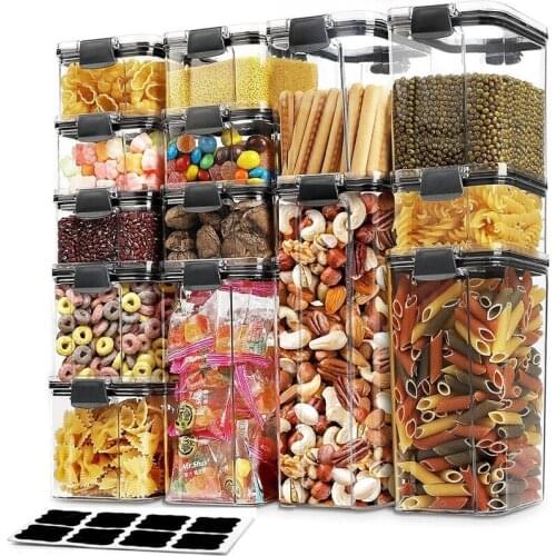 3/4/5Pcs Set Airtight Can Food Storage Container Food Grape Plastic Transparent Sealed Multigrain Canister Storage Containers