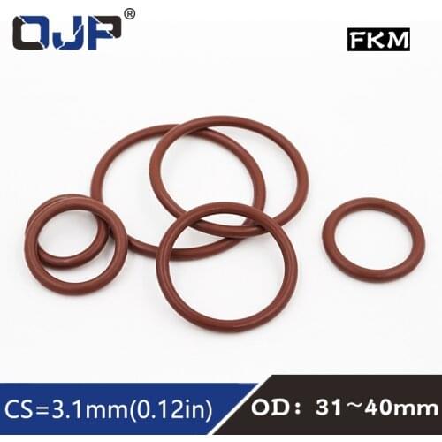 3PCS/lot Fluorine rubber Ring Brown FKM O ring Seal CS:3.1mm OD31/32/33/34/35/36/37/38/39/40mm Rubber ORing Seal OilRing Gasket