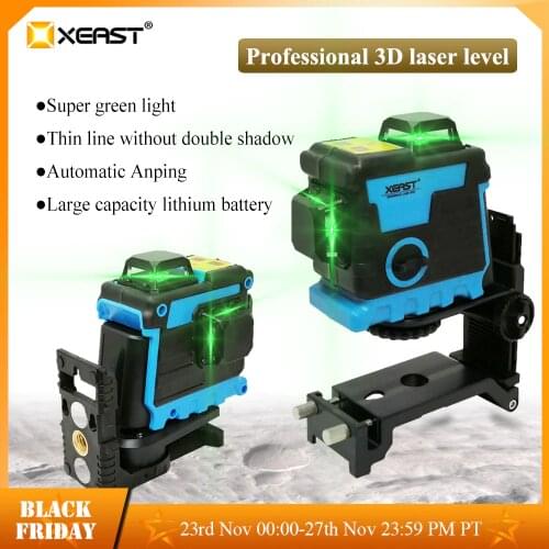 XEAST 12 Lines 3D Laser Level Level Self-Leveling 360 Horizontal And Vertical Cross Super Powerful Green Laser Level