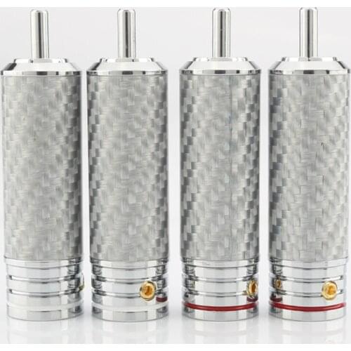 4pcs Audiocrast Carbon fiber HIFI RCA Plug Hi-end Rhodium-plated RCA Connector for Diy RCA Cable