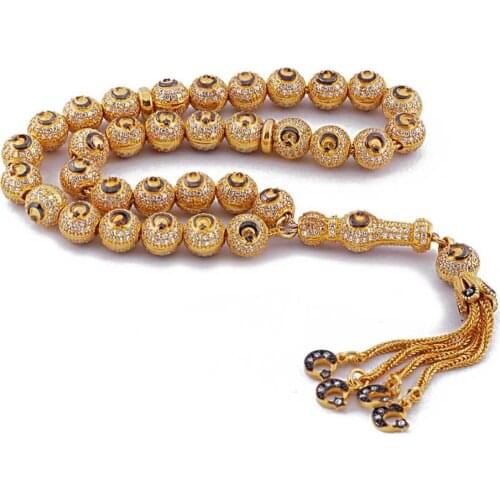 925 K Silver Zircon Stone Moon Star Grain Rosary