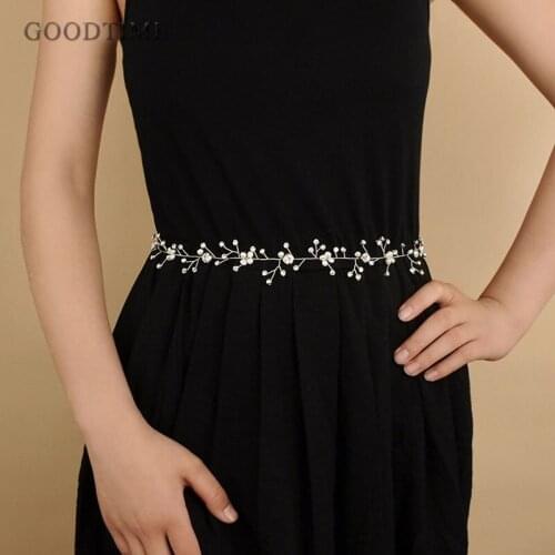 Gold Leaves Wedding Dress Accessories Applique Sash Belt With Rhinestones and Pearl For Bridal Women Dresses Belts Soiree Party