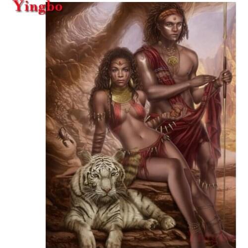 DIY Diamond painting Indian couple and tiger Diamond embroidery cross stitch full Square/Round daimond painting Mosaic painting