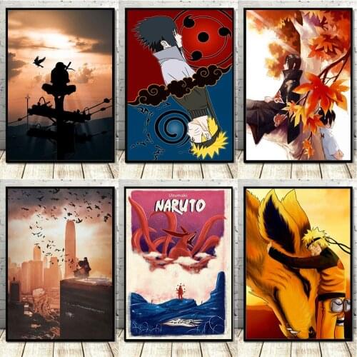 6 Styles Naruto Anime Figure Canvas Painting Uzumaki Naruto Uchina Saskue Character Image Decorative Poster Wall Sticker