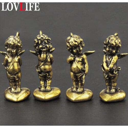 Pure Brass Cupid Love Little Angel Car Key Chain Pendant Jewelry Men Women Couple Valentines Day Gifts Metal Keychains Hangings