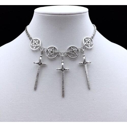 Sword Choker, Pentacle Choker, Sword Necklace