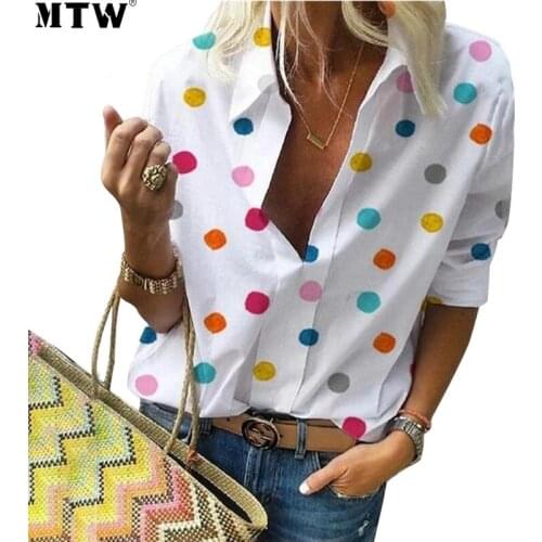Polka Dot Printed Women Tops And Blouses Ladies Long Sleeve Plus Size Shirts Female Spring Summer Tops 5XL