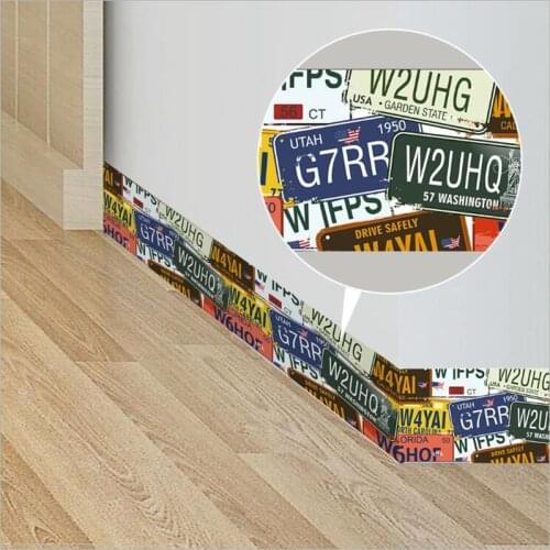 Eco-friendly PVC License plate Border roll Fashion decorative Baseboard sticker Kindergarten classroom hallway washstand decor