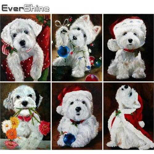 Evershine 5D DIY Diamond Embroidery Dog Craft Kit Diamond Painting Christmas Animal Rhinestone Picture Wall Decorations