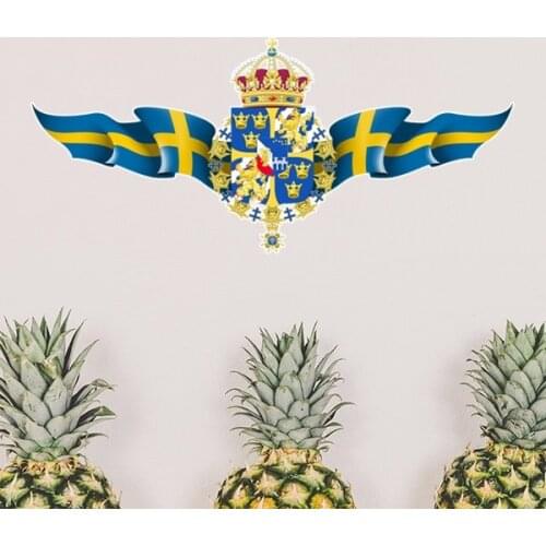 Europe Sweden National Emblem Country Symbol Mark Pattern Removable Wall Sticker Art Decals Mural DIY Wallpaper for Room Decal