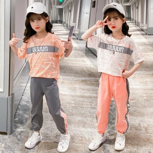 Girls Clothes Set Short Sleeve T-Shirt & Pants Summer Kids Girl Sports Suit Children Clothing Casual Tracksuit 6 8 10 12 Years