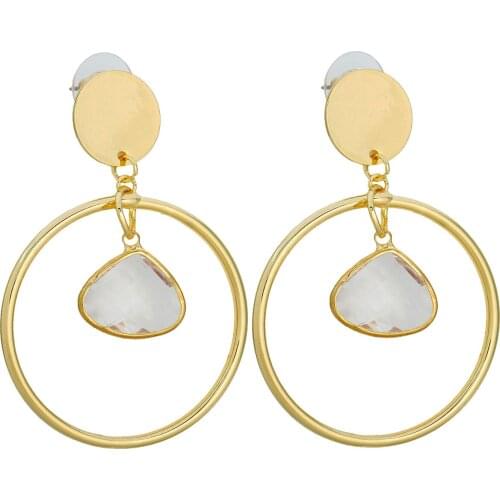 Geometric Triangle Glass Round Dangle Earring Fashion Statement Drop Earring Women Jewelry Sweet Girls Gift