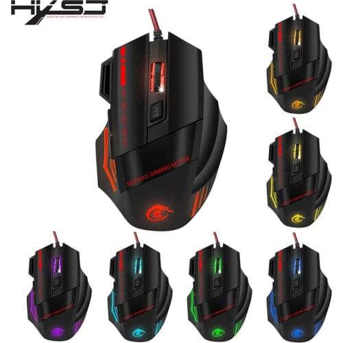 HXSJ A907 Adjustable 5500DPI Professional USB Wired Optical 7-Buttons Self-defining Gaming Mouse for Desktop Laptop Netbook