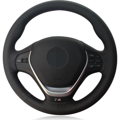 Car Steering Wheel Cover DIY Hand-stitched Black Artificial Leather For BMW F20 F21 F22 F23 F30 F31 F34 F32 F33 F36