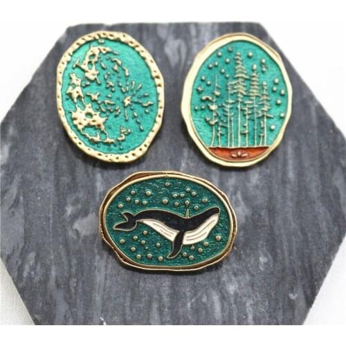 Sen series oil whale brooch retro pin solid clothes men and women with accessories ins tide personality