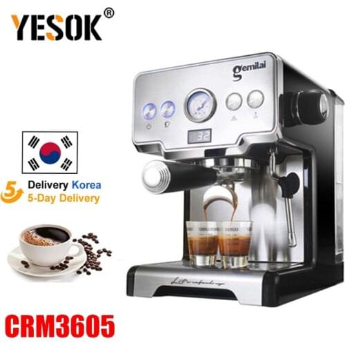 Italian Coffee Machine 15bar Home Coffee Maker Espresso maker Semi-Automatic Pump Type Cappuccino Milk Bubble Maker CRM3605