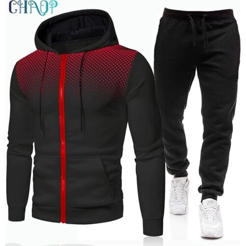 CHAOP 2 Piece Set Autumn Winter Brand Tracksuit Men Sets Print Hoodies+Pants Hoody Sweatshirt Sport Joggers Sweatpants Suit