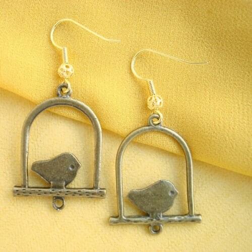 RED SNAKE Great Value! Vintage Retro Style Jewelry Gunmetal Bird house Earrings Cooper Dangle Earring for Women EB0041