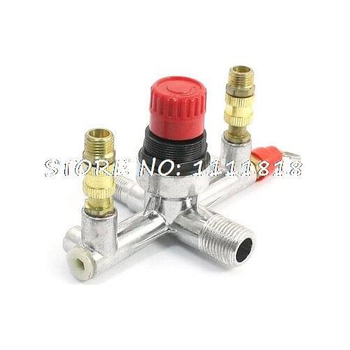 Red Adujustable Valve Air Pressure Regulator Valves Fitting Connector