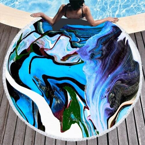 Colorful abstract cotton marble print beach towel comfortable yoga mat beach mat camping throw bathroom towel blanket
