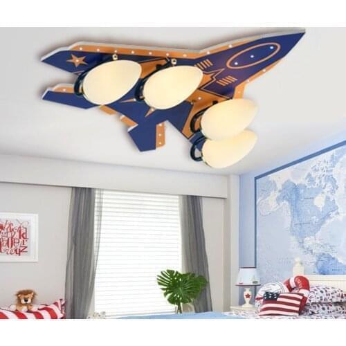 Creative cartoon aircraft ceiling lamp boy bedroom child room light lovely protective eye led fighter ceiling lamp free shipping