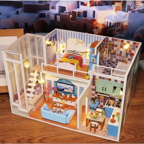 Doll House Furniture Miniature Dollhouse DIY Miniature House Room Theatre Puzzle Toys Children DIY Dollhouse CASA DE BONECA M19A