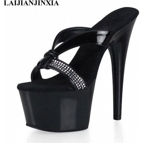LAIJIANJINXIA New Professional Customize Women Shoes Sexy High-Heels 23cm Platform Slippers Female Shoes Waterproof Sandals