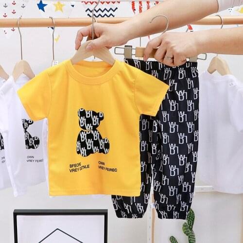 Summer Baby Boys Clothing Sets Cute T-Shirt Cartoon Children Boys Clothes Suit for Kids Outfit Denim Outfit Infant Boy Clothes