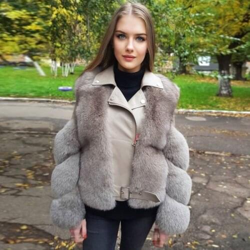 Hot Sale Women Winter Fur Coat Real Fox Fur Jacket With Quality Sheepskin Leather Multi Color To Choose