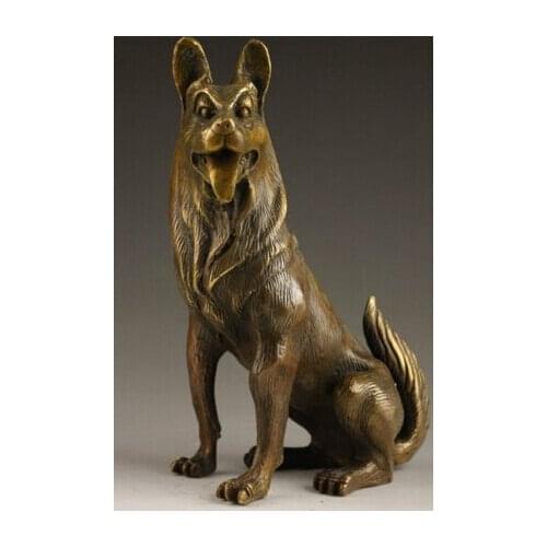 Copper Brass CHINESE crafts Asian Exquisite Interesting Chinese Vintage Handmade Old Copper Statue Lively Dog sculpture