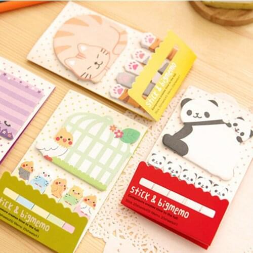 Lovely Pretty Animal Cat Panda Sticky Notes Memo Pad Paper Bookmarks School Supplies Planner Stickers Korean Stationery