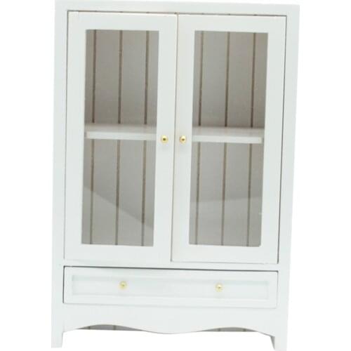 1/12 Mini Wooden Display Canbinet Bookshelf for Dollhouse Kids Pretend Play Toys