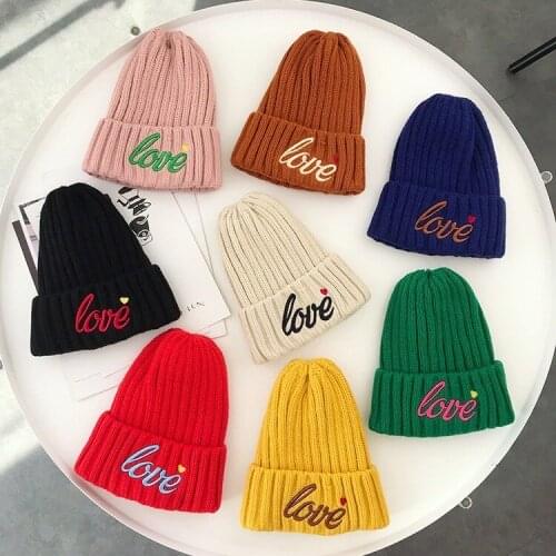 KENSHELLEY European Style Fashion Beanie Hat Plain Color Custom Logo Embroidery Beanie Hat Thicken Letter Knitted Beanie Hat
