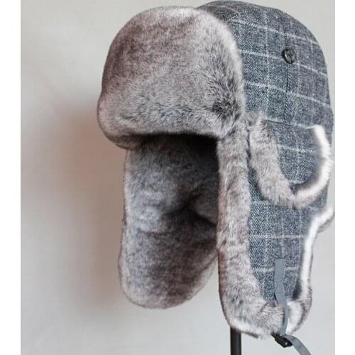 Men Russian Bomber Hat Winter Ushanka Trapper Hat With Earflaps Women Faux Fur Snow Caps For Children