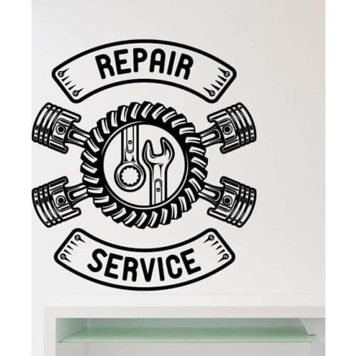 Car Repair Service Wall Sticker Auto Car Repair Store Decoration Car Tire Service Removable Car Workshop Logo Wall Decal AZ205