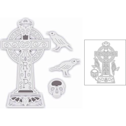 2020 New Halloween Animal Metal Cutting Dies Bat Skull and Crow Cross Tombstone Die Scrapbooking For Craft Card Making No Stamps