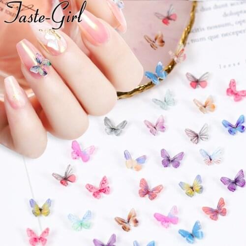 New arrive 30PCS resin 3d butterfly nail art decorations sequins decal kit fake nails accessories charms manicure supplies tool