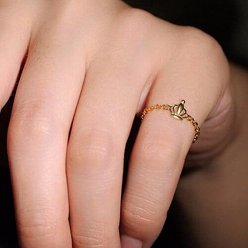 New Arrival Pure 24K Yellow gold Crown Ring Ladys Link Ring