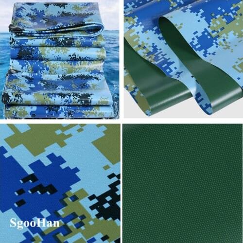 Ocean Camo Rainproof Cloth PVC Coated Banner Tarpaulin Truck Canopy Shade Sail Dog House Shed Waterproof Cloth Outdoor Awning