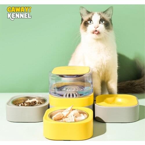 CAWAYI KENNEL Automatic Feeding Water Dispenser Pet Drinking Water Removable Washable Water Bowls Dog Cat Food Bowl Feeders
