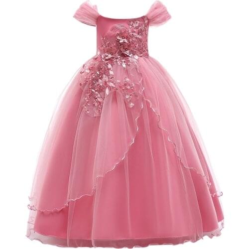 2019 New Summer Princess One shoulder Girl Dress Elegant Girl Wedding Dress 5-14yrs Pageant Formal Gown For Teen Children