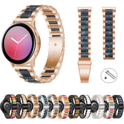 20mm 22mm Band for Samsung Galaxy Watch 3/46mm/42mm/Active 2 Gear S3 Resin Stainless Steel Bracelet Huawei GT/2/2e/GT2 Pro Strap