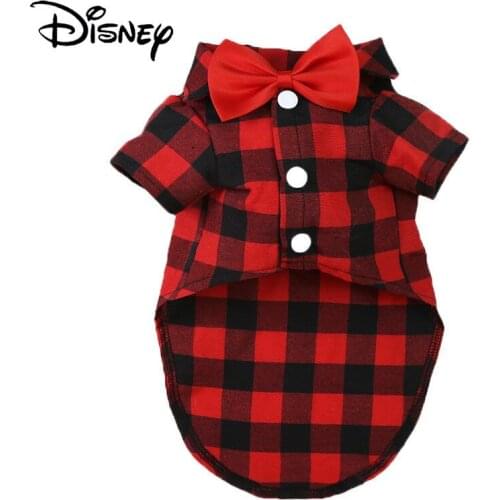 Disney Fashion Cute Cartoon Plaid Shirt Pet Clothes Simple Spring and Summer Comfortable Size Medium Dog Clothes