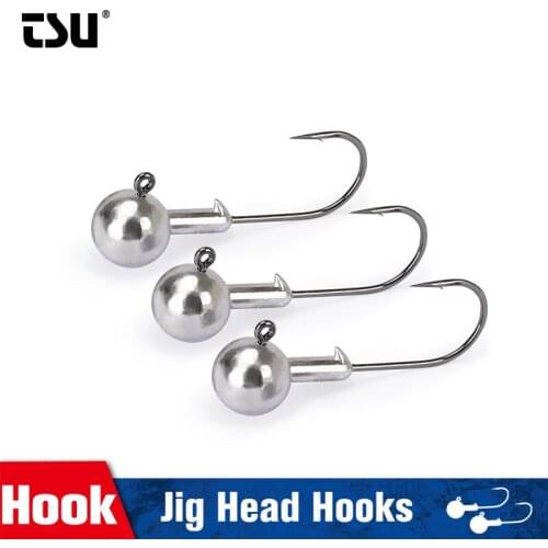 TSURINOYA Jig Head Fishing Hooks 3.5g 5g 7g 10g 14g 21g 20pcs Lead Head Hook Jig Bait Fishing Hooks For Soft Lure Fishing Tackle