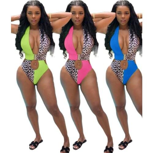 Sexy Hollow Leopard Patchwork One Piece Swimsuit Swimwear Women Stroje K Pielowe Damskie Maillot De Bain Femme