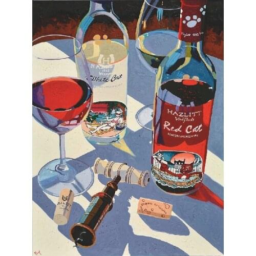 Modern Canvas prints handpainted picture dining table picture red wine and wine cups canvas wall art